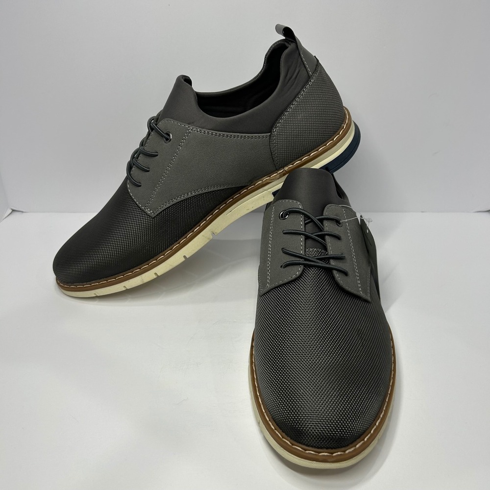 George Mens Garyy Oxford Grey Textured Memory Foam‎ Dress Shoes Size 9